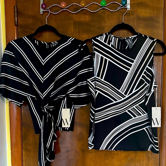 NWT Bundle of 2 Worthington Black and White Geometric Tops (1 XS & 1 small) - Picture 1 of 8